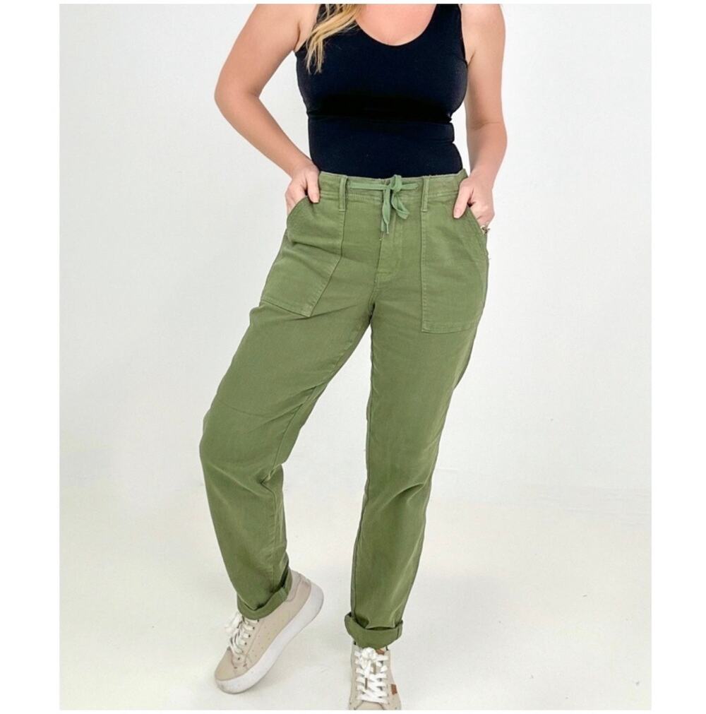 Judy Blue Pants Womens 22W Green Garment Dyed Jogger Double Cuff Elastic Waist
